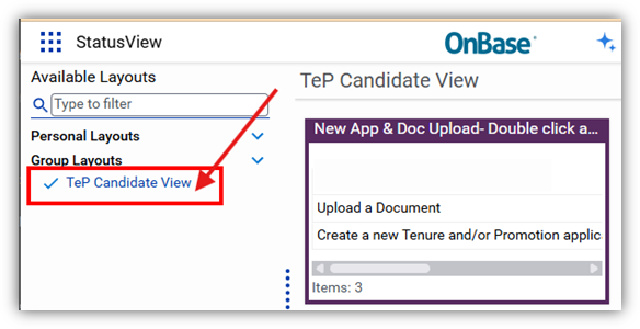 Screenshot of OnBase StatusView