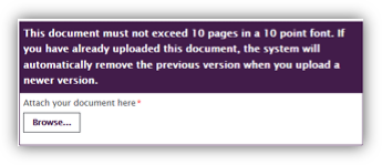 Screenshot of Attach your document here browse button
