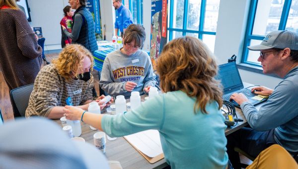 Students doing water research project