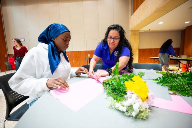 Student and Faculty Working Together on MLK Day Service Project