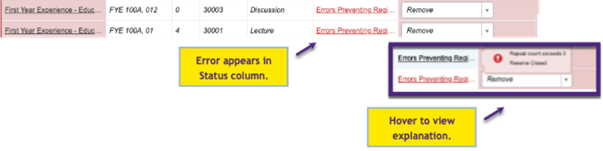 Fig. 6: Registration Error with a hover tooltip explanation. 