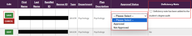 Fig. 3 Degree Clearances dropdown screenshot