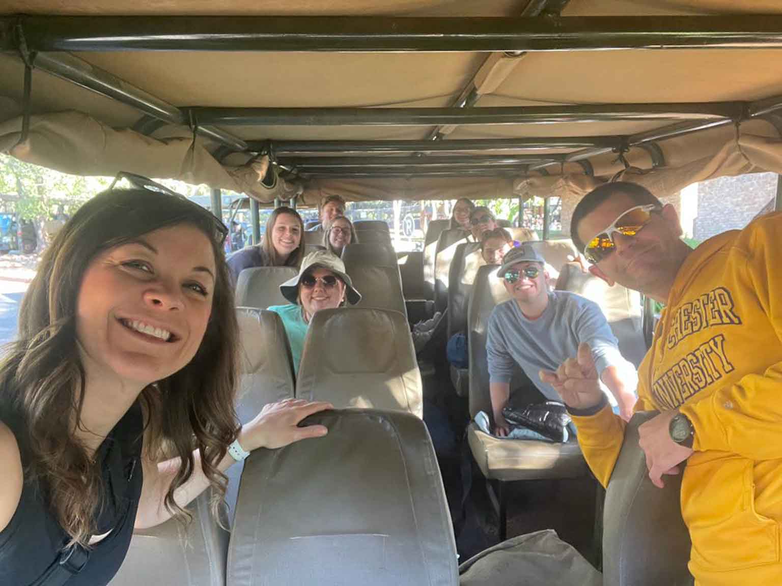 Group selfie in caravan 3