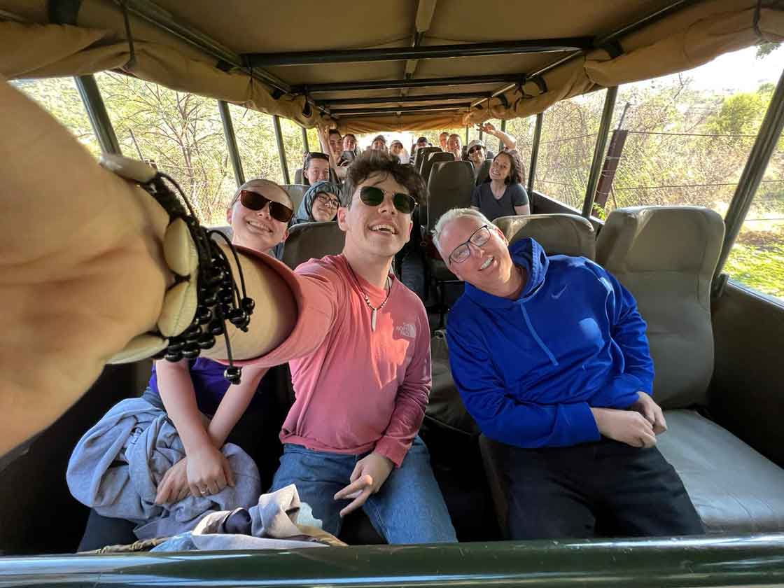 Group selfie in caravan 1