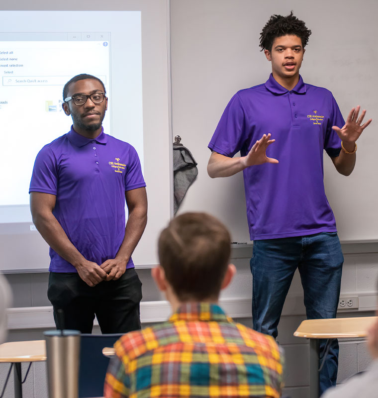 Students laughing outside