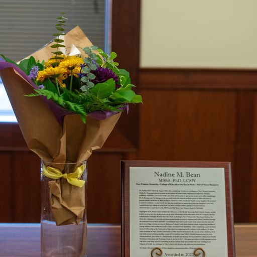 flower bouquet and plaque