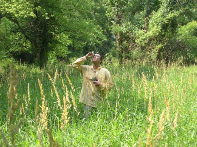 Undergrad Bill Richi estimating canopy height as part of the FHM monitoring