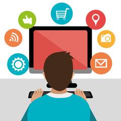 Student Head at Computer Monitor Image