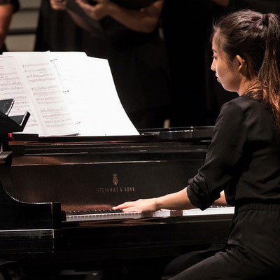 Student image on piano