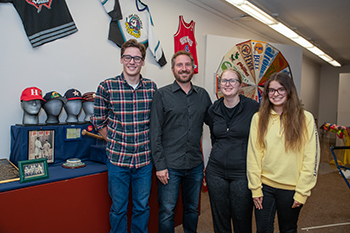 DiGiovine with student cocurators of the Beyond the Bell exhibition