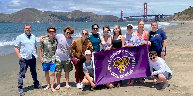 WCU students at Baker Beach, California