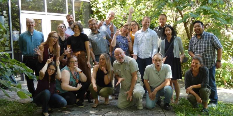 Members of the Biology Department before the first faculty meeting of Fall 2022.
