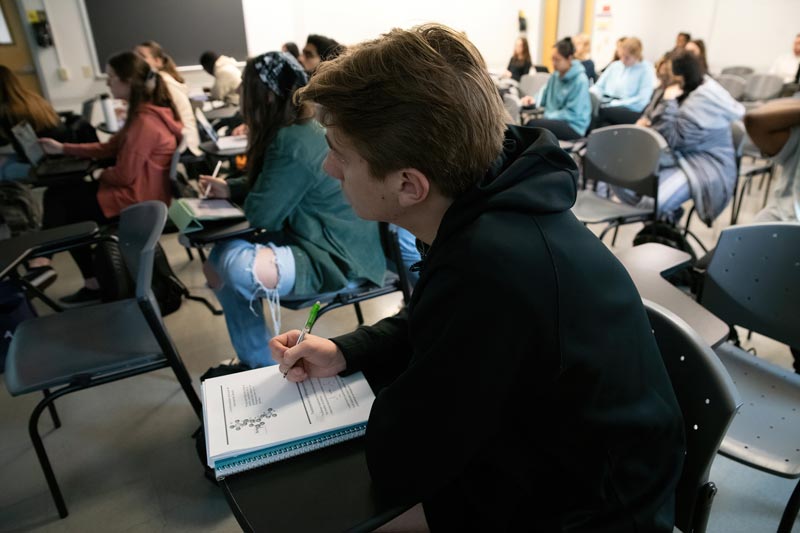 west chester university of PA chemistry student in classroom