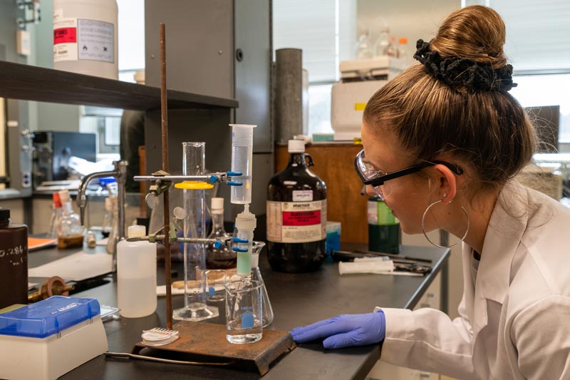 West Chester University of PA BioChemistry student in Lab