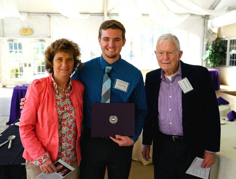 Ms. Vaune Rohlfs, Professor William Seybold and Tyler Prehl, recipient of the Dr. Michael P. Montemuro Memorial Scholarship