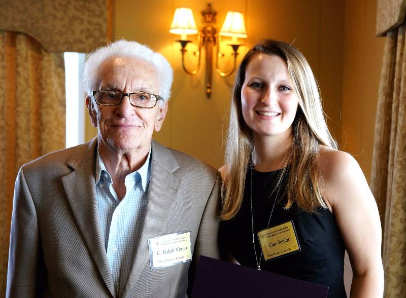 Catherine Senior receiving her award