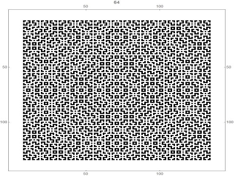 Generation 64  of the cellular automaton